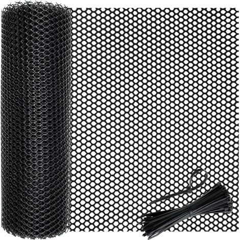 Grillage en plastique pour lapin - 40 cm x 10 m - Noir - Clôture de jardin pour lapin et campagne - Clôture pour chien - Filet de délimitation pour balcon et jardin (1/5)