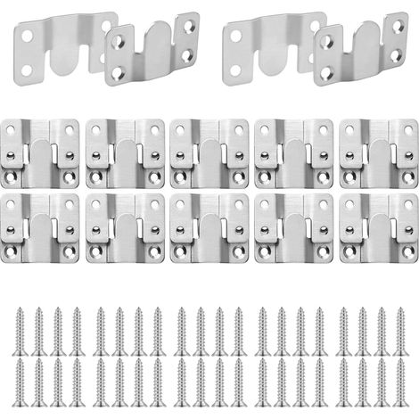 Lot de 20 crochets de suspension pour cadres photo, miroirs, supports muraux et connecteurs de meubles - En acier inoxydable - 54 x 30 mm - 20 pièces (1/5)