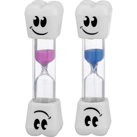 Sanduhr-Lächeln-Zahn-2-Minuten-Timer, verschiedene Farben (2er-Pack)