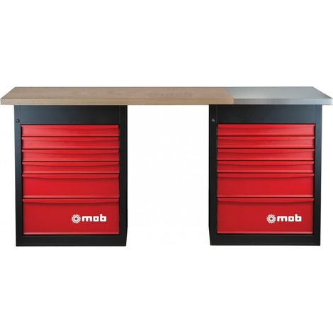 établi 12 tiroirs avec plaque inox - MOB