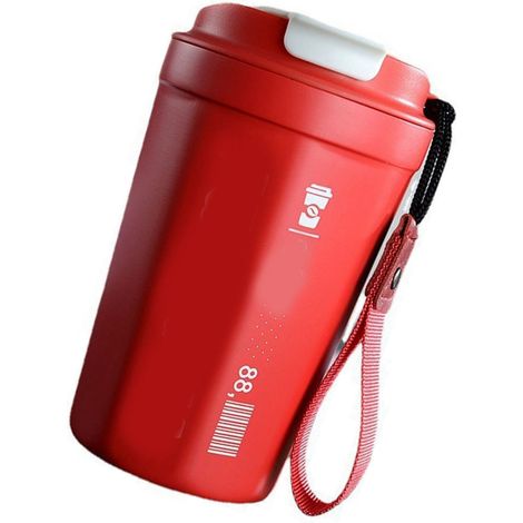 Isolierbecher (390 ml), rot, Edelstahl, ideal für Camping, Zuhause, Schule, Büro und Outdoor-Aktivitäten. Hält Getränke heiß und kalt. (1/5)