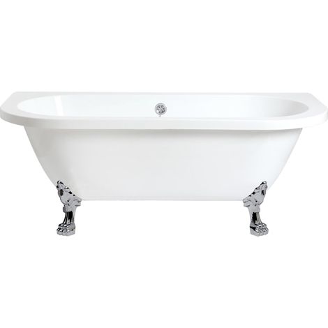 Baignoire murale 168&445x78cm avec pieds pattes de lion chromés (1/5)
