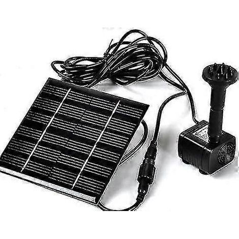 Pompe à eau solaire avec panneau solaire, câble de 3 mètres et 4 buses, adaptée aux bassins de jardin et aux aquariums. (1/4)