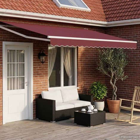 Toldo Retráctil Eléctrico Rojo burdeos 4,5 x 3 m