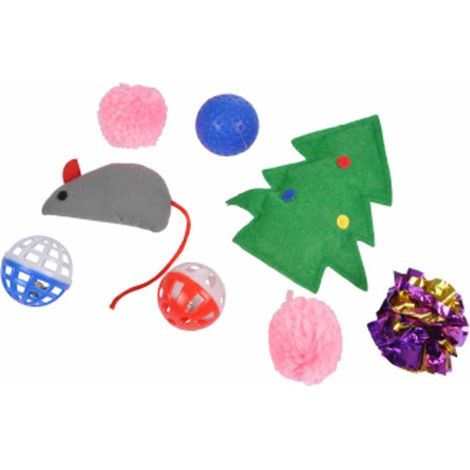 Lot de 8 Jouets pour Chat "Chaussette Noël" 30cm Multicolore (1/2)