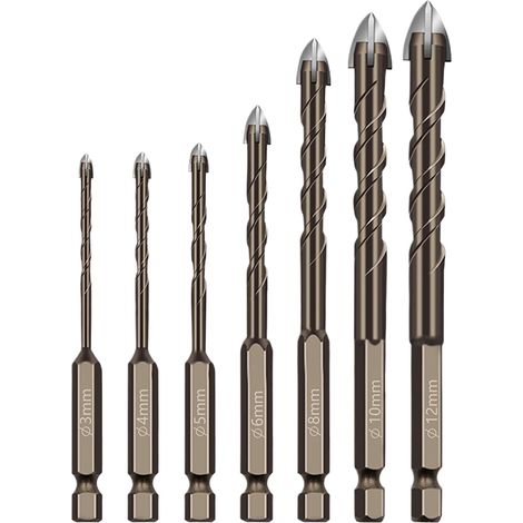 Jeu de Forets et Embouts de Tournevis  7 Mèches De Petit Diamètre - Acier Au Tungstène Robuste Pour Travail Du Bois Cloisons Sèches Métallurgie Atelier