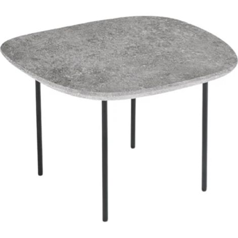 Tavolino con piano sagomato in legno Cemento e base in metallo - FLUX Small (1/4)