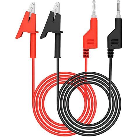 2 pezzi di cavi di prova, spina a banana impilabile da 4 mm con pinze a coccodrillo, cavo flessibile (1 m/3,3 piedi) per test elettrici e multimetro (1/4)