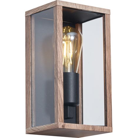 Industrielle Wandleuchte Holzoptik 26 cm IP44 - Charlois