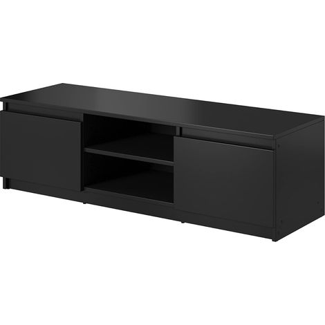 Meuble TV 120 cm DINGO, meuble télévision, coloris noir mat (1/3)