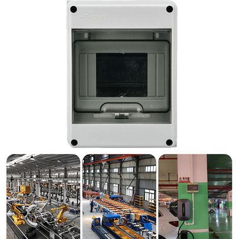 Boîtier de protection de distribution étanche et coupe-vent avec disjoncteur et couvercle transparent pour engins de chantier HT-3 voies (1/5)