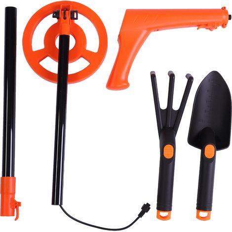 Metalldetektor-Set für Kinder, tragbar mit 2-Zoll-LED-Bildschirm, 6-Zoll-Spule, inklusive Schaufel und Rechen, Outdoor-Abenteuerspielzeug für Anfänger, Orange. (1/5)