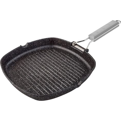Gestreifter Supreme-Steingrill mit Klappgriff, 28 cm