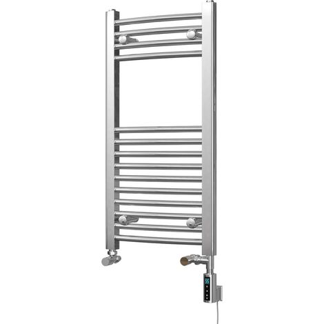Zennor - Chrome Dual Fuel Towel Rail H800mm x W400mm Thermostatic WIFI - Curved (1/3)