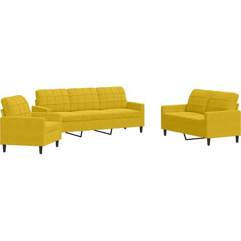 Maison Exclusive - Set di Divani 3 pz con Cuscini giallo in Velluto