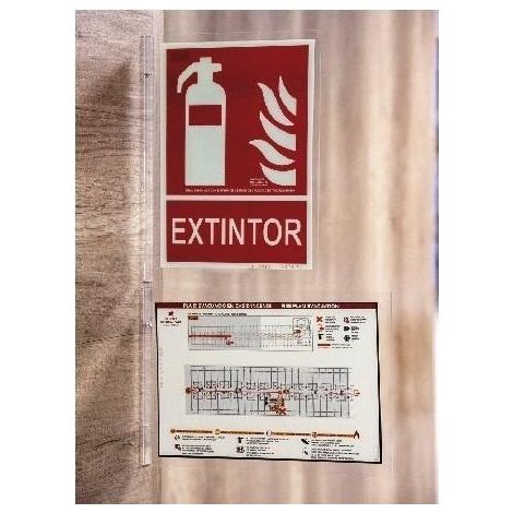 Soporte de pared metacrílico Banderola para señales de seguridad SEKURECO                         330 X 450 mm