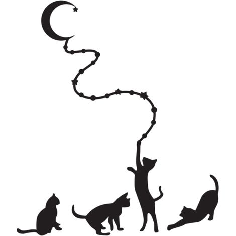 Stickers muraux chat noir pour enfants, stickers muraux chat pour chambre à coucher, stickers muraux chat (1/4)