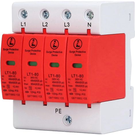 Dispositif de protection contre les surtensions à 4 pôles pour systèmes électriques 385 V CA 40–80 kA (1/4)
