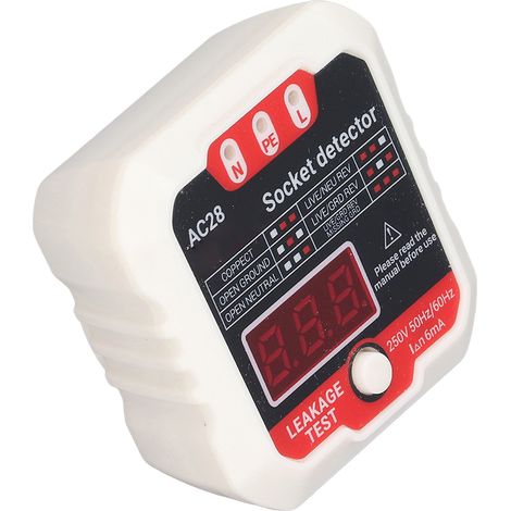 Testeur de prise électrique avec affichage numérique LCD, détecteur de phase, fil de terre, polarité et courant de fuite électrique (prise UE 220 V)