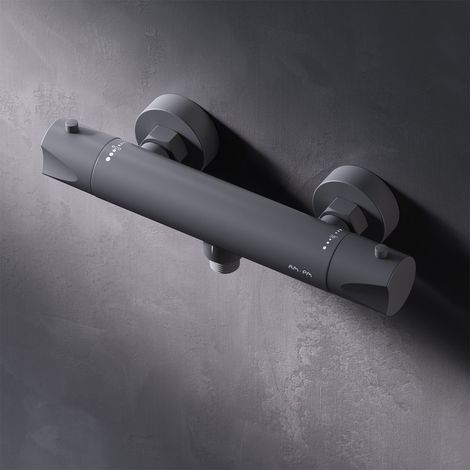 AM.PM Duschthermostat Brausethermostat Schwarz Duscharmatur Dusche Armatur Thermostat Mischbatterie mit Temperatureinstellung 38 °C (1/5)