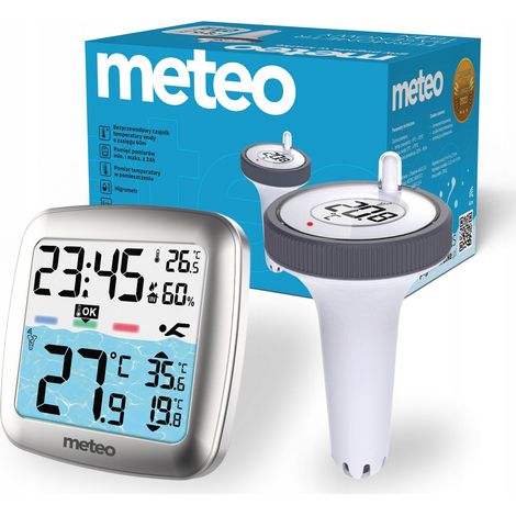 Meteo TB2S Poolthermometer, kabelloses LCD-Wassersensor-Thermometer, Wettervorhersage