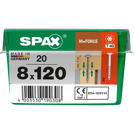Spax Holzbauschrauben 8.0 x 120 mm TX 40 - 20 Stk. Holzschrauben (1/3)