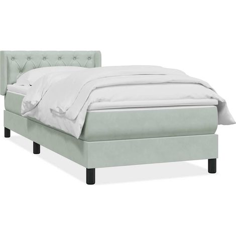 Boxspringbett mit Matratze Hellgrau 80x220 cm Samt