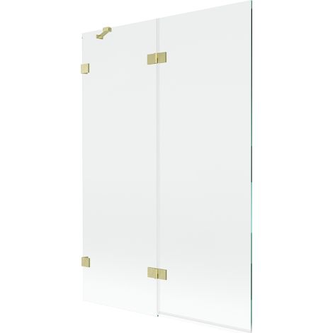 Mexen Lunar paroi de baignoire à 2 volets gauche 120 x 150 cm, transparent, doré brossé - 897-120-100-55-00-L (1/5)