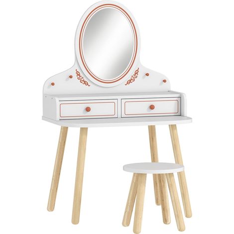 Kinderschminktisch-Set mit Hocker, Spiegel und Aufbewahrungsmöglichkeit (1/5)