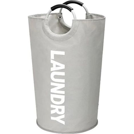 Panier a linge sale en tissu gris 82L - Panier Corbeille a linge pliable à poignée - Panier à linge sale pliable - Sac Paniere a linge sale pliable - Panière Sac Bac à linge sale pliable (1/2)