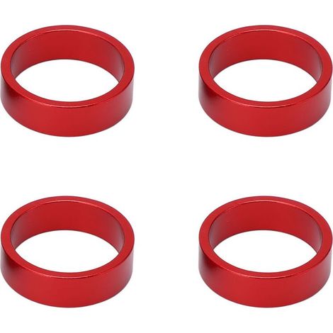Pièces Cales de Potence en Alliage d'Aluminium pour Vélo, Espaceurs de Guidon 28,6x10mm, pour VTT et Vélo de Route, Rouge (1/5)