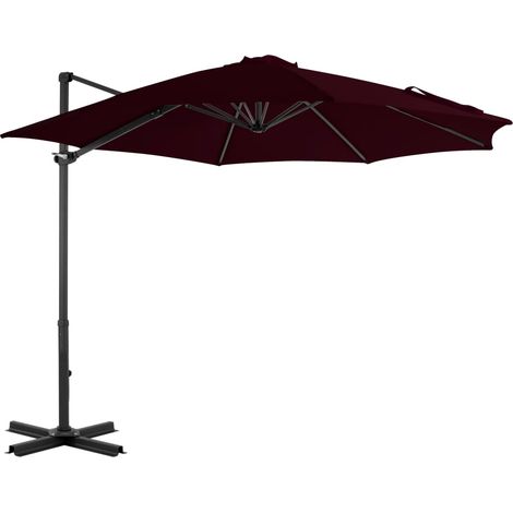 Ombrellone decentrato con palo in alluminio 300 cm rosso bordeaux 020008499
