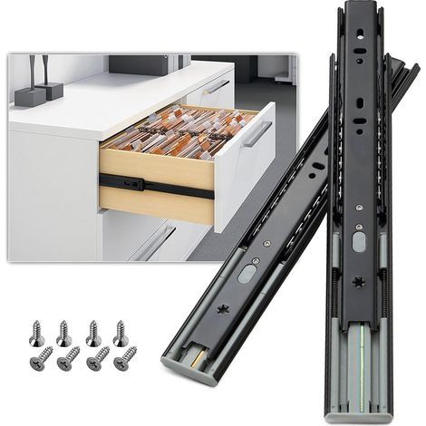 Fermeture amortie glissières pour tiroirs 300 mm, Coulisse tiroir sortie totale capacité de charge robuste de 45 kg, 1 Paire (2 pièces) (1/5)