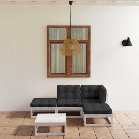 Salon de jardin 5 pcs Ensemble Table et Chaise de Jardin - avec coussins Bois de pin massif BV979137 - BonneVie (1/5)