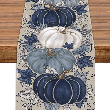 Chemin de Table Halloween Citrouille Vintage, Chemins de Table Autumn ave Citrouille pour Table de Cuisine, Ferme, Deckendekoration Halloween (1/5)