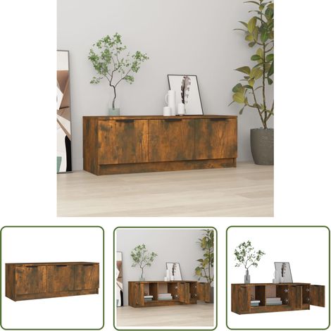 The Living Store TV-Schrank Räuchereiche 102x35x36,5 cm Holzwerkstoff - TV Schrank - Holzschaukel - Regal - Wohnraumgestaltung - Fernsehtisch (1/5)