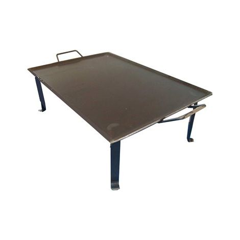 Plaque à griller en acier 4 mm avec 2 poignées en métal et pieds sans graisse 50x33