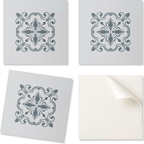 Paquete de baldosas de vinilo con motivo para cocina y sal贸n, estampado floral con adornos, 4x50x50 cm