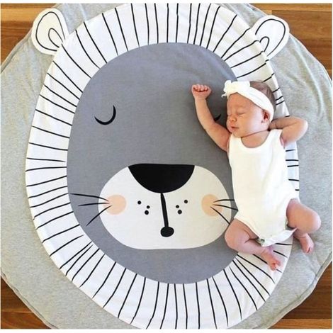 Tapis Éveil Rond en Coton Doux Lion Tapis de Jeu Pr Bébé Déco de Salle (1/4)