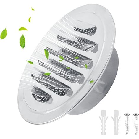 80mm Stainless Steel Air Vent Grille with Screws and Plugs Round (1/5)
