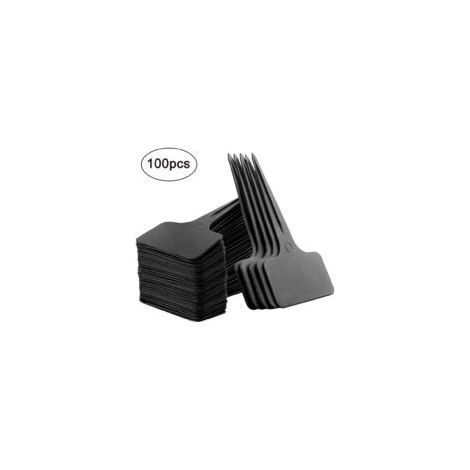 100 PCS T Type de Plastique Pflanzenschilder Noir pour Étiqueter Pflanzenstecker résistant aux Intempéries Stecketiketten Noir Étiquettes pour Plantes,610cm (1/5)