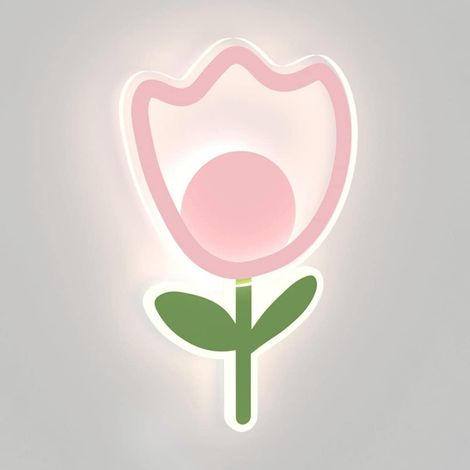 Applique murale en forme de fleur de dessin animé, applique murale d'éclairage décoratif pour chambre d'enfant, appliques murales de chevet roses, appliques murales LED modernes, applique murale en mé (1/5)