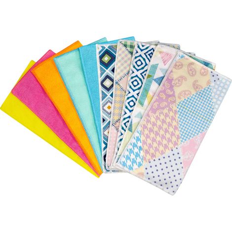 Lot de 10 chiffons de nettoyage de cuisine en microfibre - Tampons à récurer - Torchons vaisselle - 30 x 30 cm (1/5)