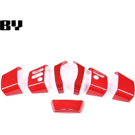 (Rouge) Autocollants décoratifs pour boutons de volant ABS noir mat, compatibles avec Toyota FJ Cruiser 2007-2021 (1/5)