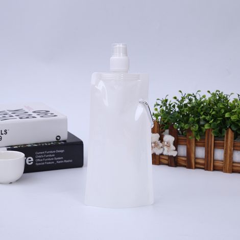 Lot de 10 sacs à eau pliables et réutilisables avec fermeture Velcro, gourde de voyage de 480 ml, idéale pour le camping, la randonnée, le fitness, le sport et le cyclisme. Gourde étanche (2 blanches,