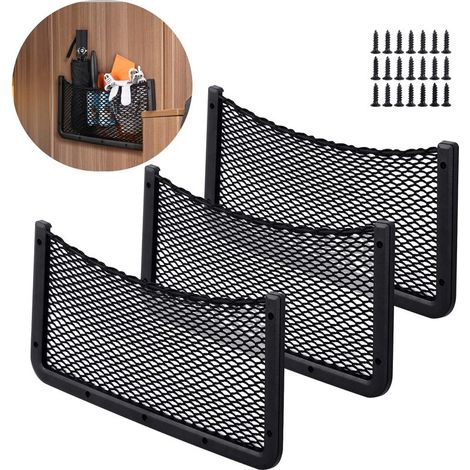 3 Pack Car Storage Net 40 x 20 cm Car Pocket Organizer Bag for Utensils/RV/Boat/Home (Elastic Net) (1/5)