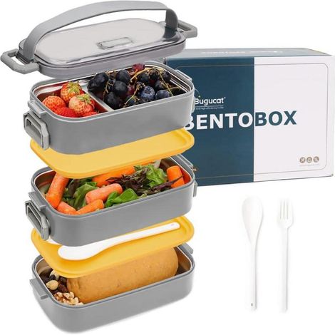 Lunchbox Bento Brotdose Edelstahl 1700ml Edelstahl 1700ml-grau (1/5)