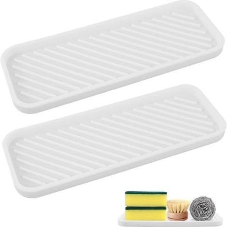 Due porta spugne in silicone, scolapiatti, porta spugne in silicone, scolapiatti da cucina, vassoio per spugne, sacchetto per riporre le spugne (1/4)