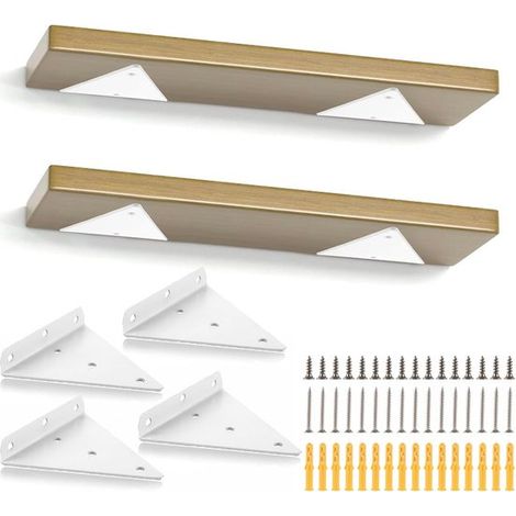 Staffa triangolare per mensola - Set di 4 supporti per mensole aperte a parete in stile industriale con viti - Nero (14x13 cm) (1/5)