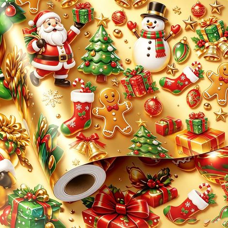 Rouleau de papier cadeau de Noël (43 x 500 cm) pour boîtes cadeaux. (1/5)